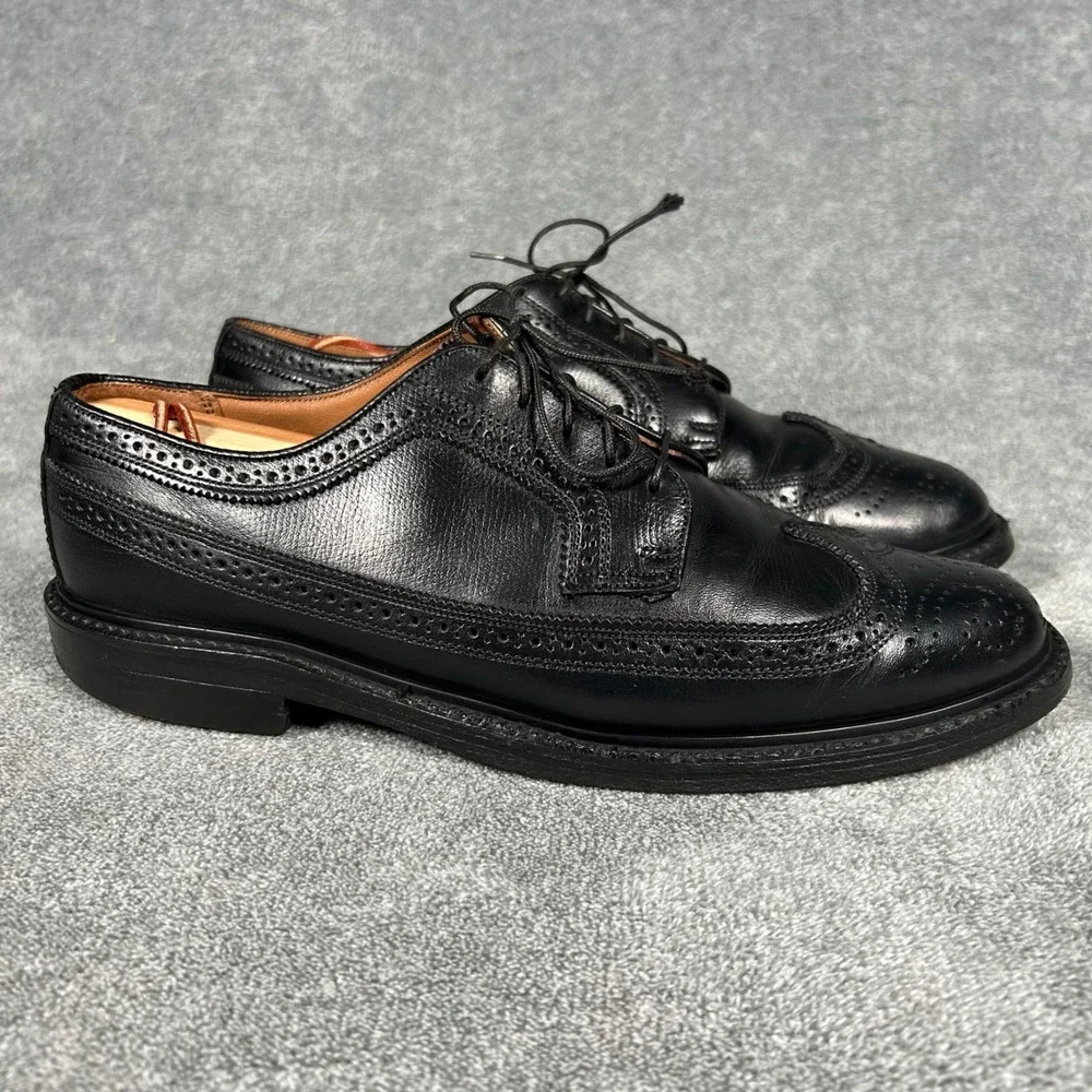 VTG Florsheim Imperial Sibley's Detroit Longwing Derby Black Shoes Men 9.5 D USA